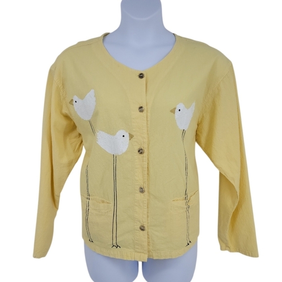Hand Painted Womens Unknown Bird Art Shirt Autographed From 2004 Size XL🖤 - Picture 1 of 17